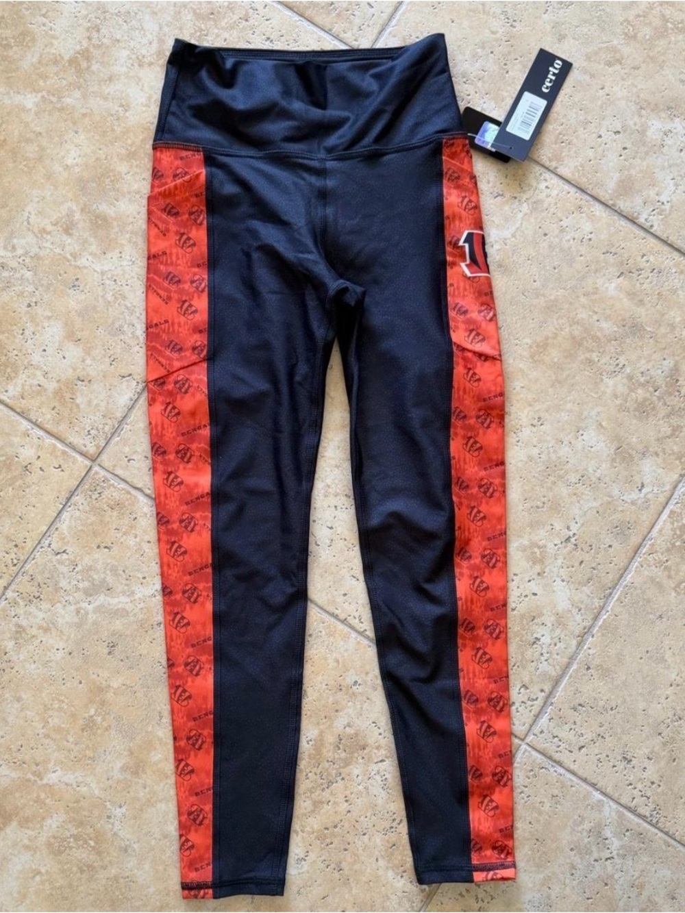 Cincinnati Bengals Black Leggings with Orange Side Panels